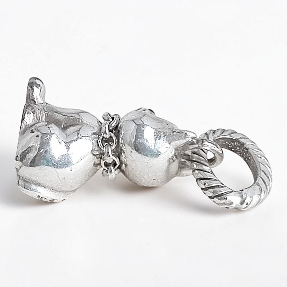 Brighton Kitty Cat Charm 3D Silver Plated Crystal Eyes Heart Collar J92062 - Picture 3 of 4